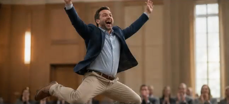 Client celebrating court victory